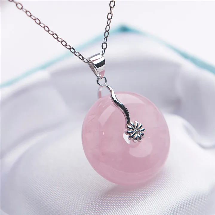 

Natural Rose Quartz Star Light Donut Pendant Women Love Mozambique 20x8mm Queen Clasp Crystal Pendant Jewelry AAAAA