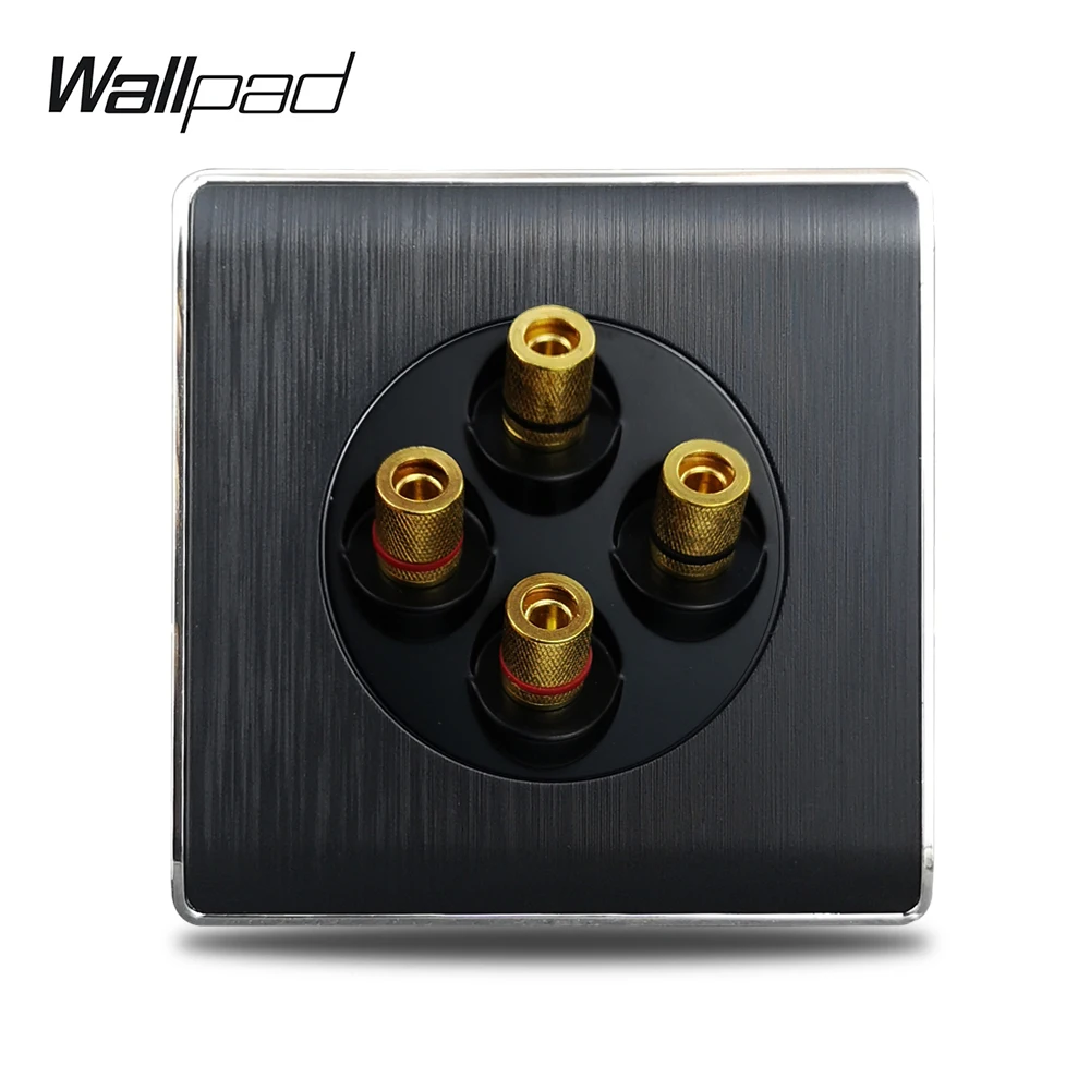 4 Pin Audio Wallpad Satin Black Plastic Panel 4 Audio Wall Outlet