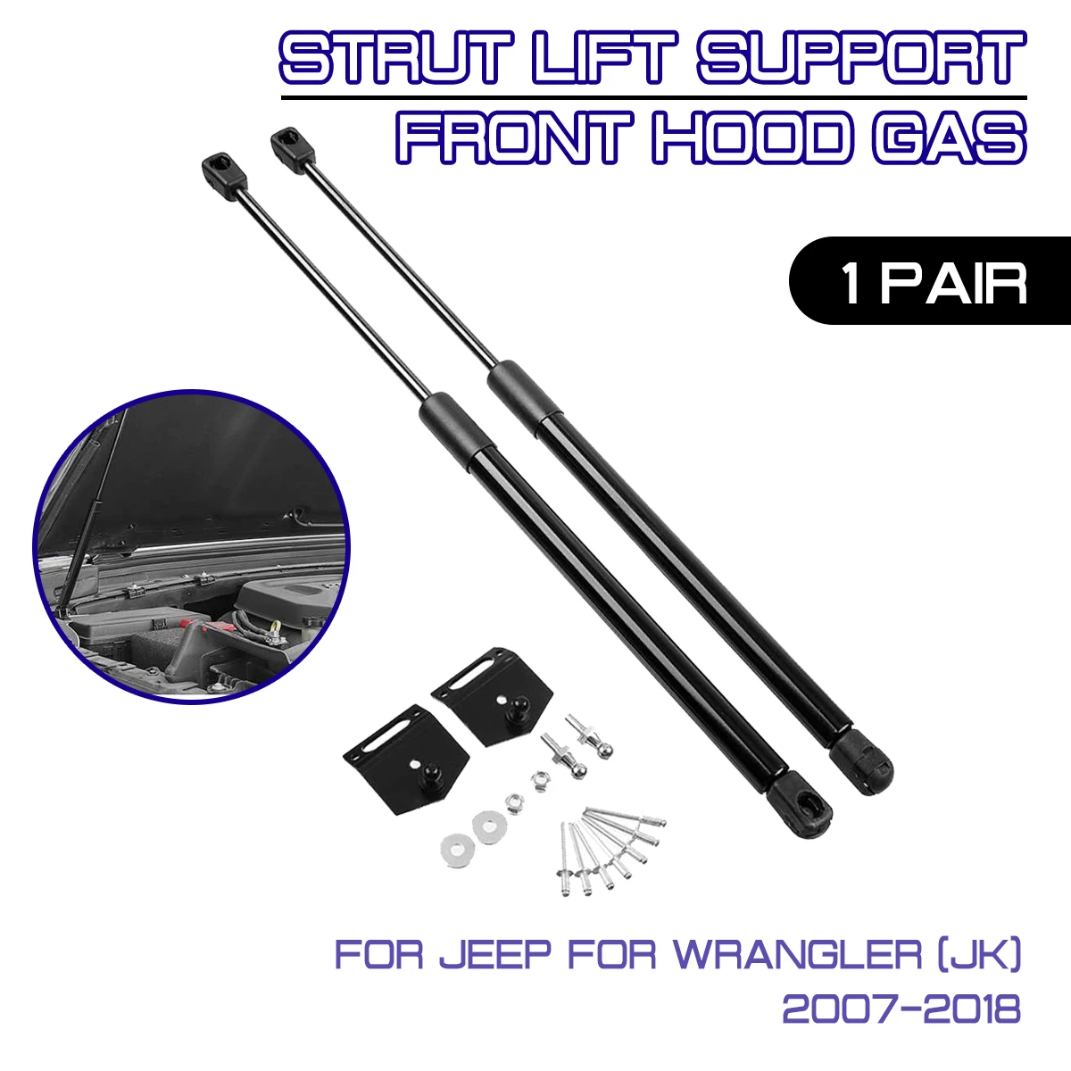 Car Front Engine Cover Hood Shock Lift Struts Bar SupportRod Arm Gas Spring Bracket For Jeep Wrangler JK 2007 2008 2009 - 2019