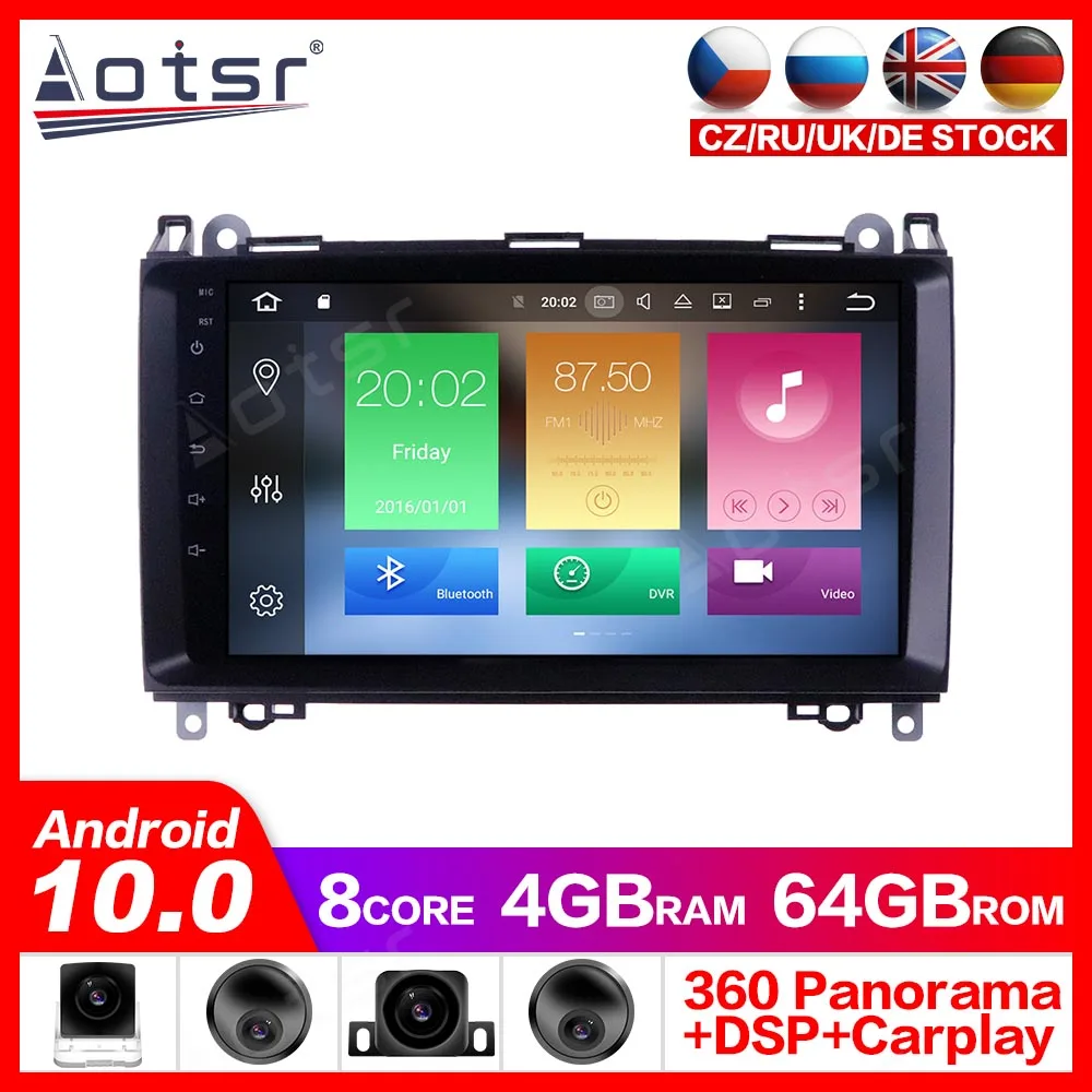 Android 10.0 GPS Navigation Radio DVD Player for Benz B- Class T245 2005 - 2011Video Player Stereo Headuint Built in Carplay dsp