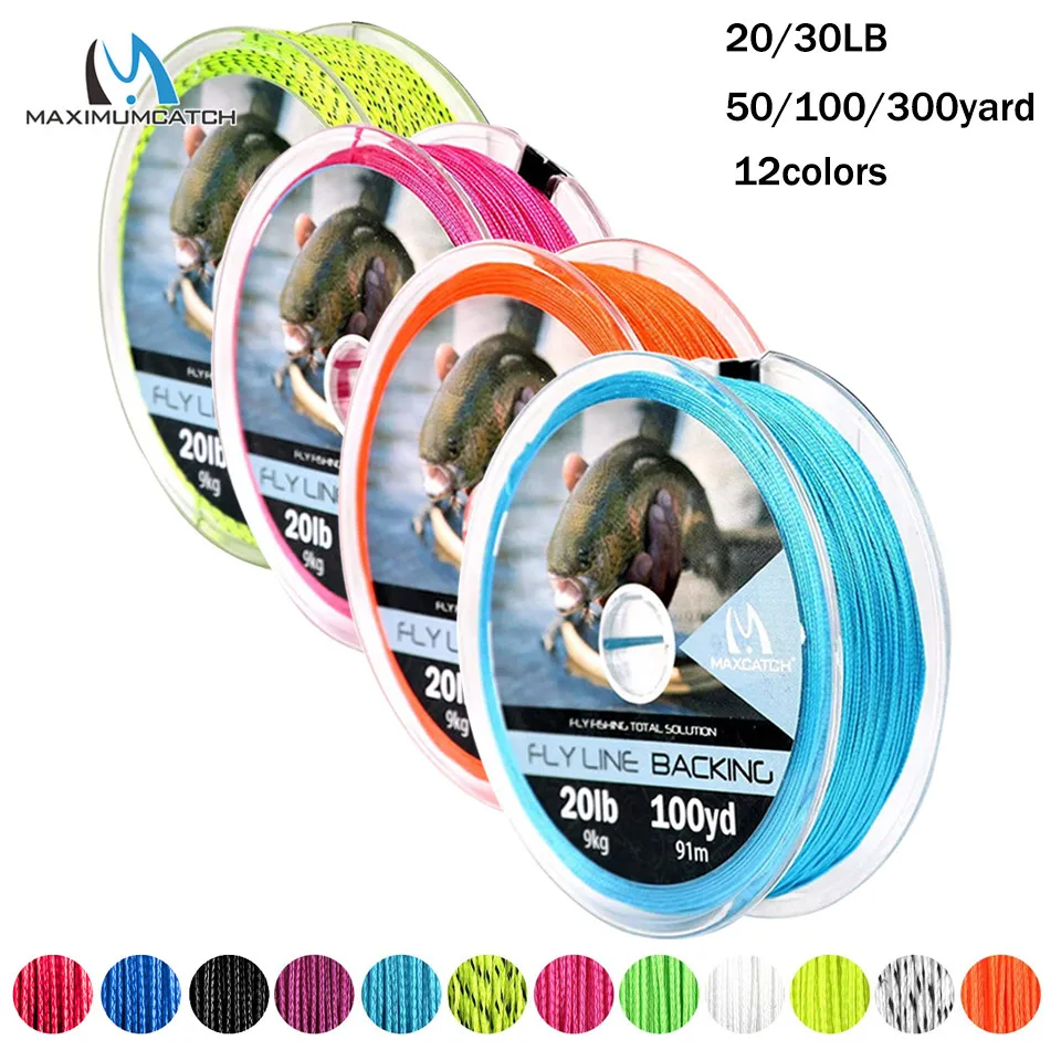 Żyłka wędkarska Maximumcatch Backing Fly 20/30LB 100/300 jardów Żyłka wędkarska Wielokolorowa pleciona żyłka muchowa