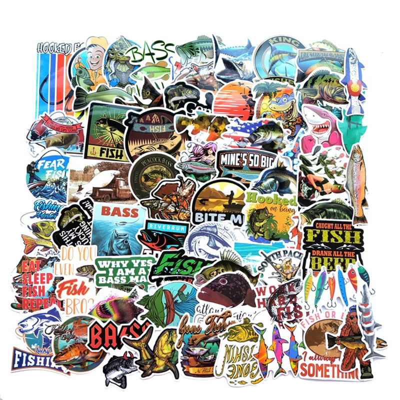 65PCS Funny Fisherman Go Fishing stickers For laptop suitcase Freezer Vinyl Car-styling DIY decoration Decals Car Sticker