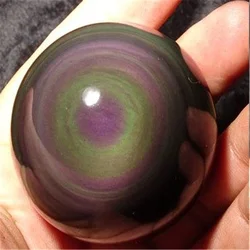 RAINBOW !! NATURAL Cats Eye Obsidian QUARTZ CRYSTAL Sphere Ball RARE