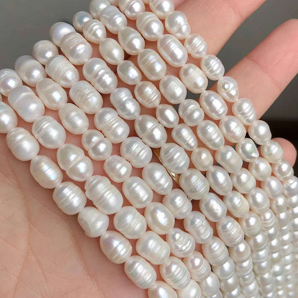 

Natural Irregular Freshwater White Pearls Oval Rice Baroque Loose Spacer Beads For Jewelry Making DIY Women Necklace Bracelets