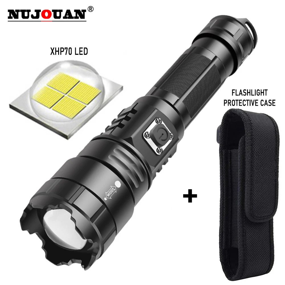 Super Bright XHP70.2 LED Flashlight Mechanical Zoom USB Rechargeable High Powerful Torch Waterproof 18650 Tactical Flash Light