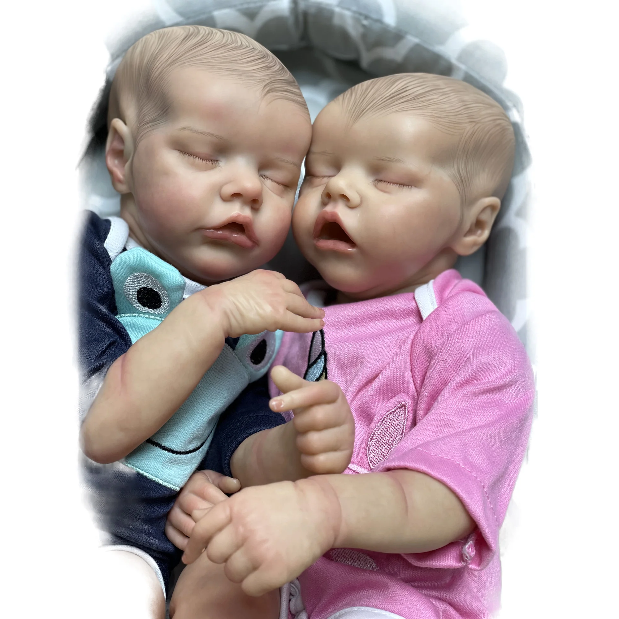 43cm Bebe Reborn Twins Sister Lifelike Sleeping Reborn Dolls Renascida Boneca Gêmeos Irmã Adormecida Menina Fechados Olhos