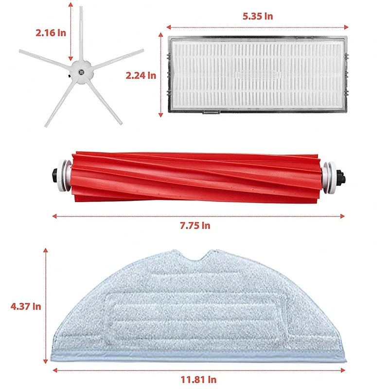 ل Roborock S7 T7 T7S زائد فلتر HEPA انفصال المطاط فرشاة الرئيسية ممسحة القماش منصات الجانب فرشاة مكنسة كهربائية أجزاء