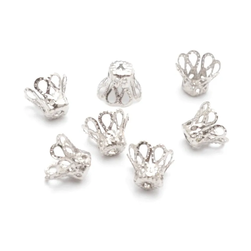 Jewelry DIY Vintage Filigree Metal Cup Hollow Flower Spacer Beads End Caps Pendant DIY Charms Connectors Jewelry Finding