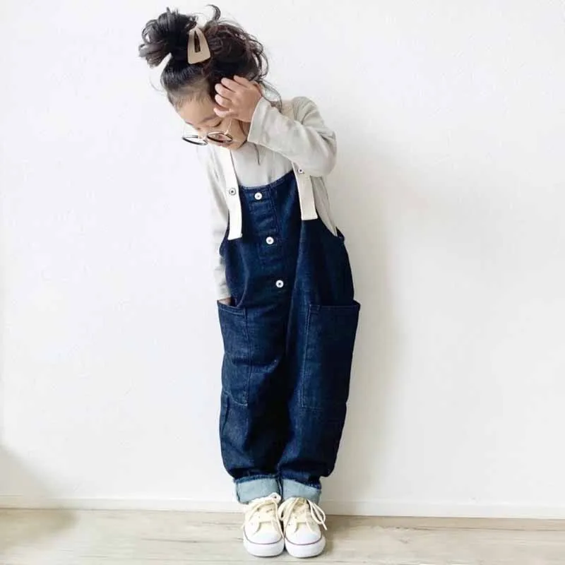 MILANCEL 2021 Autumn New Mother Kids Overalls Japan Style Family Look Denim Pants Casual Family Matching Outfits