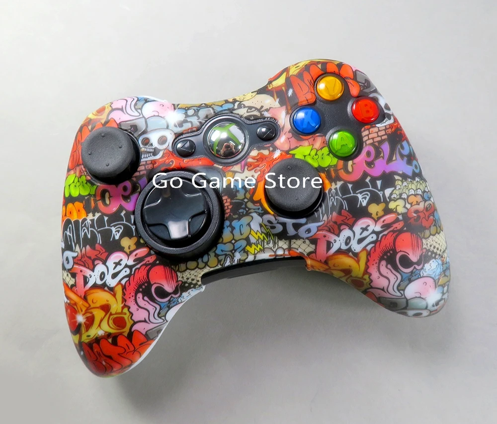 50 pçs para xbox360 capa protetora transferência de água impressão pele capa protetora controlador alça capa protetora silicone