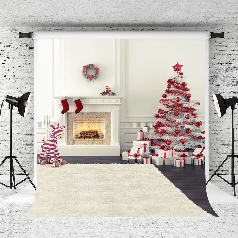 

VinylBDS Christmas Photo Background Zebra Stove Christmas Gifts Children Photography Backdrops Photo camera fotografica