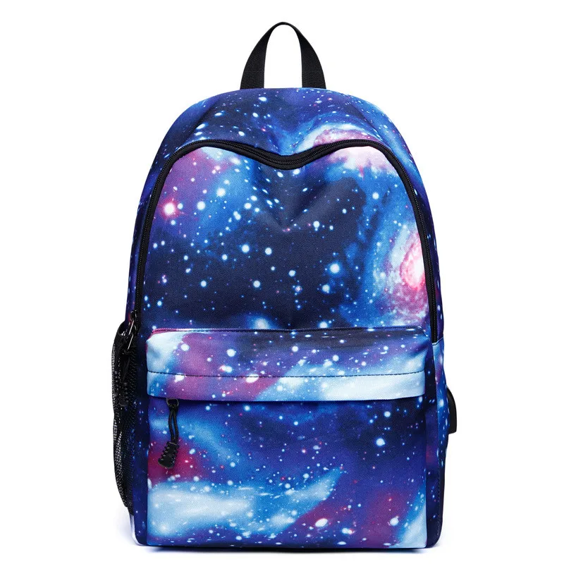 USB Charging School Bag Multicolor Backpack Space Printing Backpacks for Teenager Men Women Starry Sky Backpack mochila mujer