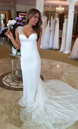 Vestido de novia de encaje blanco brillante con Espalda descubierta, nuevo vestido de compromiso, sexy, a la medida, 2020