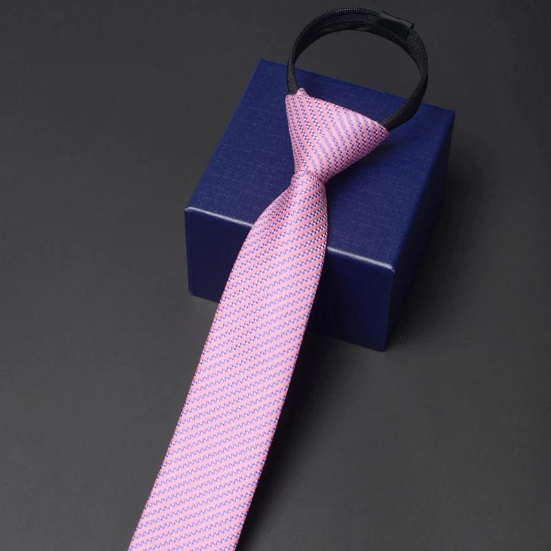 Fashion Korean Style Slim Zipper Tie For Men Young People 5CM Skinny Neck Tie High Quality Men's Business Work Necktie Gift Box