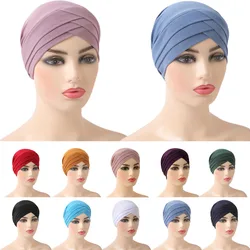 Muslim Women Cross Beanie Fashion Muslim Headscarf Hat Inner Hijab Caps Turban for Women Bonnet India Headwrap Hats Islamic Arab