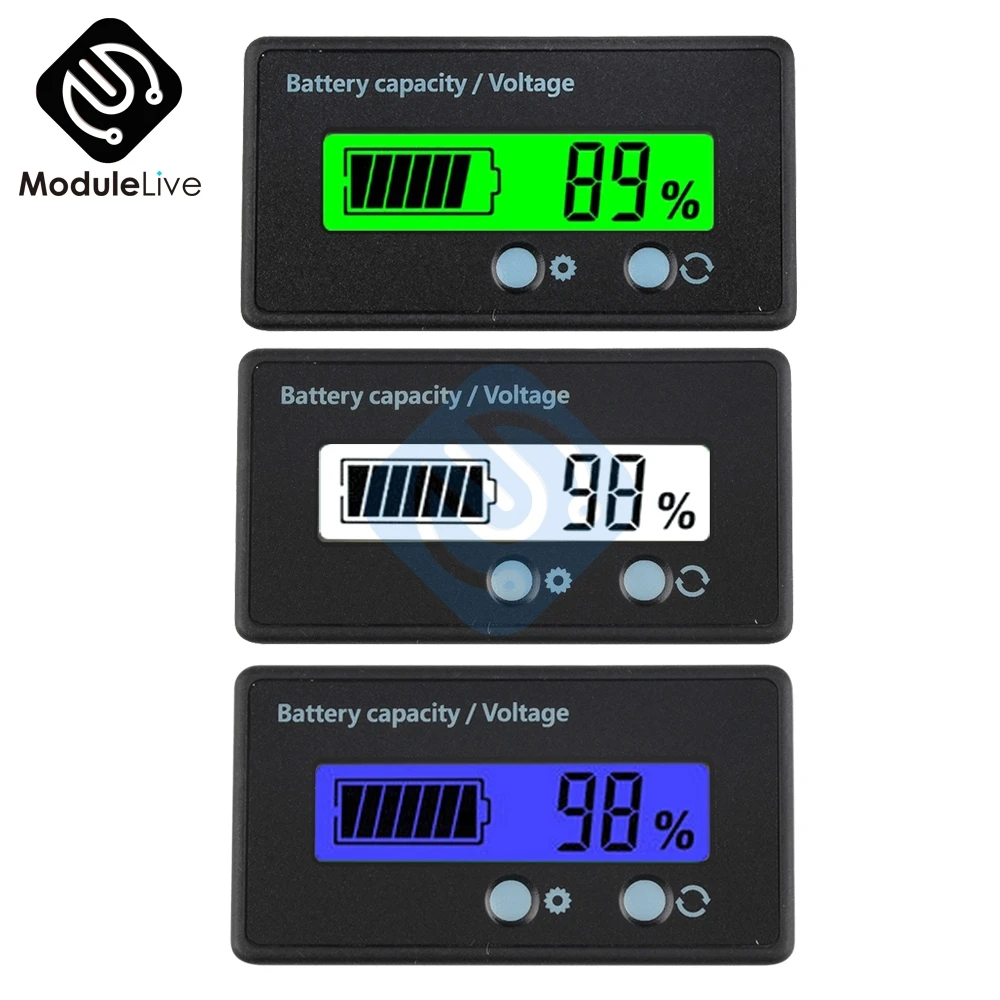 7-100V 6-73V 12V 24V 48V Lead Acid Lithium Battery Capacity Indicator Car Motorcycle Digital Voltmeter Voltage Tester Meter Tool