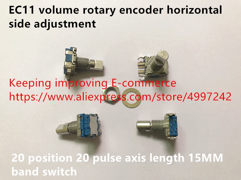 Original new 100% EC11 volume rotary encoder horizontal side adjustment 20 position 20 pulse axis length 15MM band switch