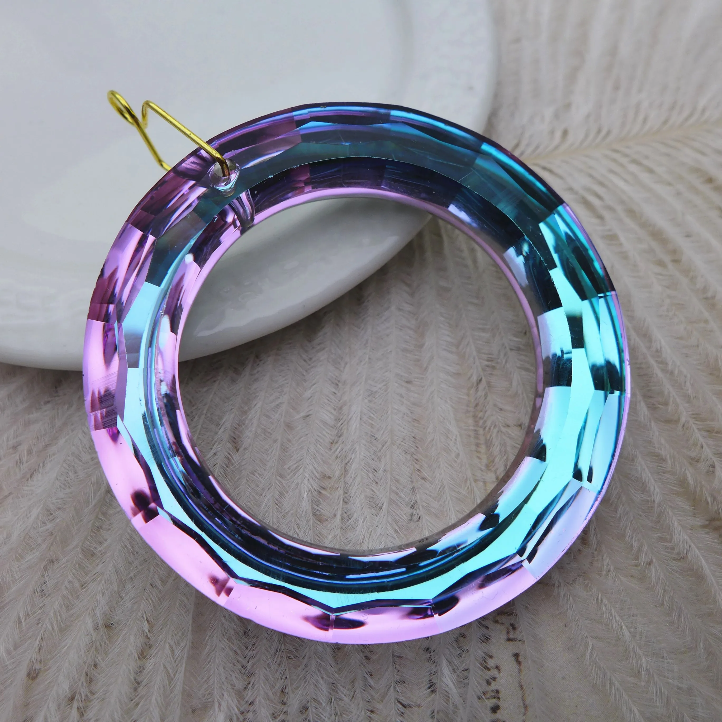 50MM Circle Suncatcher Window Crystal Prisms Lot DIY Raibow Pendants Glass Hanging  Ring Beads Windchimes Outdoor Garden 8PCS