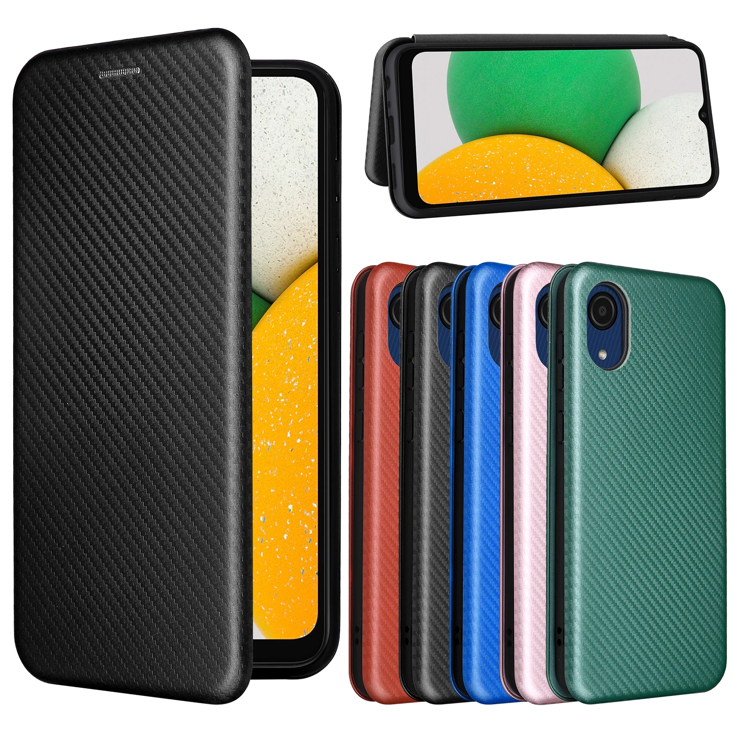 For Samsung Galaxy A03 Core Case Carbon Fiber Flip Leather Case For Samsung Galaxy A03 A 03 Core SM-A032M SM-A032F Case