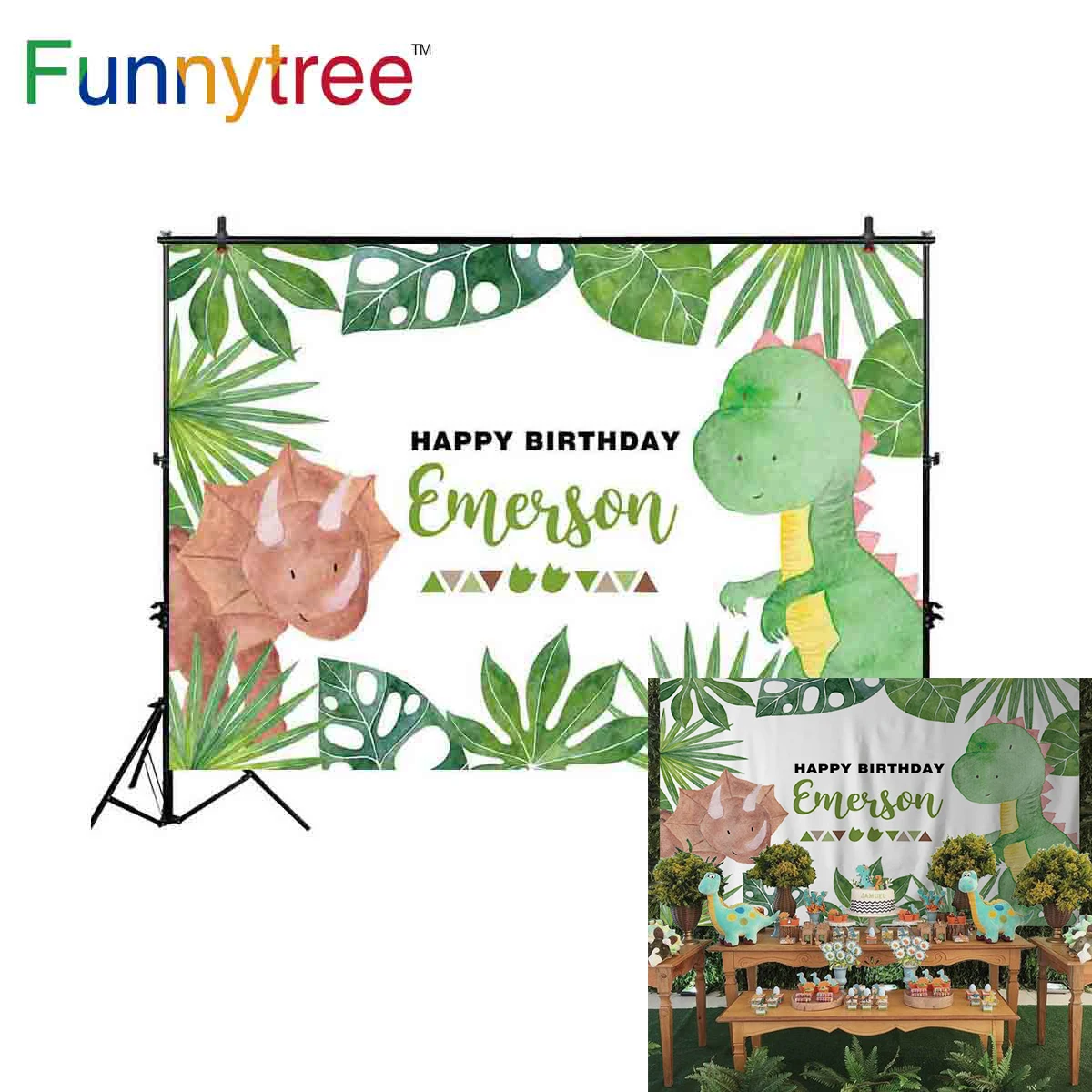 

Funnytree background for photo studio watercolor dinosaur birthday party child custom photography backdrop photophone photozone