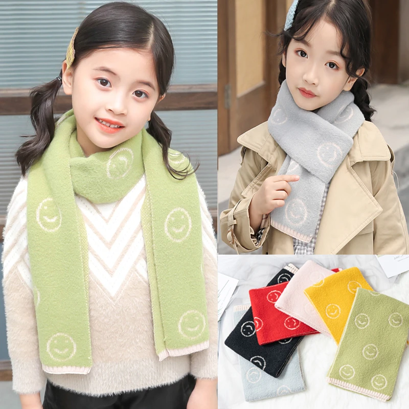 

New children smile scarf autumn and winter warm scarf kids Korean fashion knitted scarf girls boys baby scarf shawl