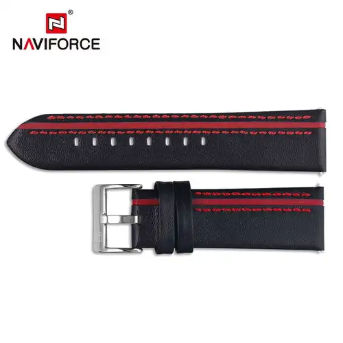 NAVIFORCE-Correa de reloj deportiva de cuero genuino para hombre, correa de muñeca de 24mm, color negro y marrón, alta calidad