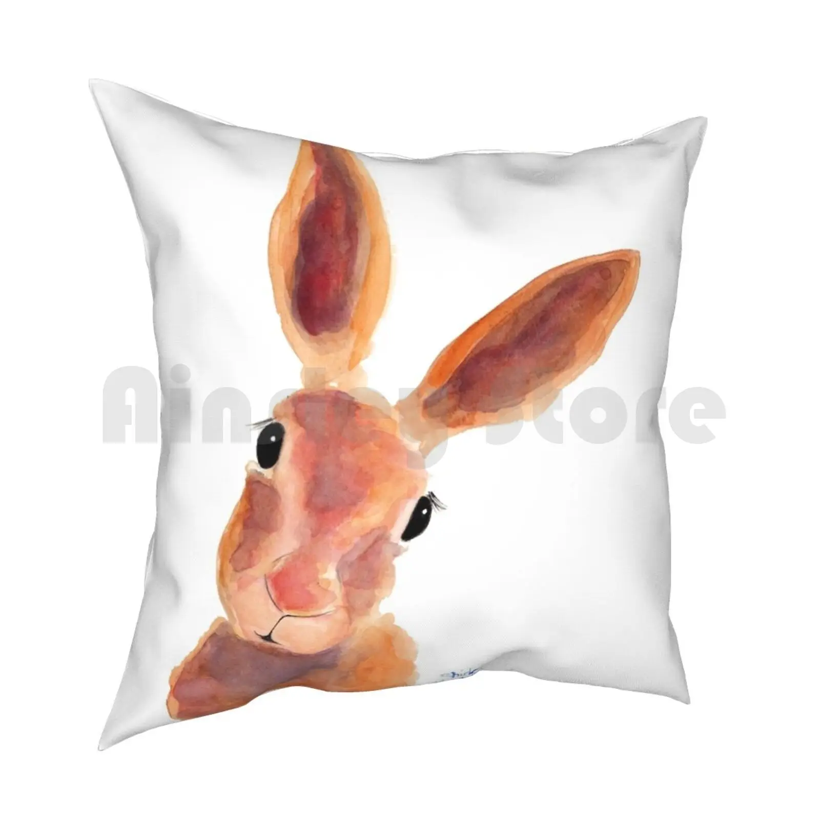 Hare Rabbit Prints 'Jim Jam' By Shirley Macarthur Pillow Case Printed Home Soft Throw Pillow Hare Rabbit Trending Now