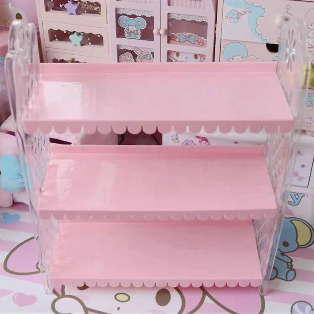 ♥夏の大特価Sale♥アメリカ製ヴィンテージ　ピンクの可愛い折りたたみ式飾り棚♥ 折りたたみ式収納棚,ピンクのデスクトップ,3層,折りたたみ式,寮用,無料