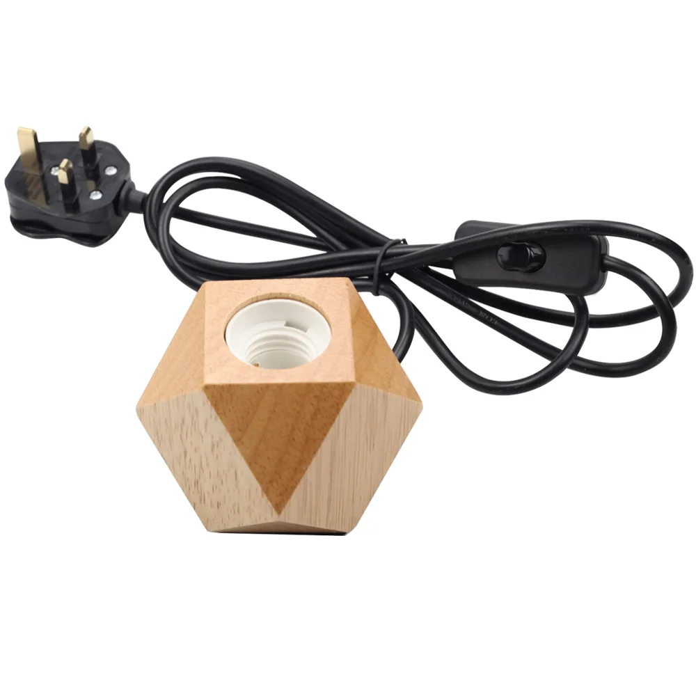 TIANFAN Holz Lampe Edison-birne Lampe Basis E27 Bronze Tisch Lampe mit 1,8 M Flache EU UK Stecker Kabel Dimmer schalter Schreibtisch Lampe