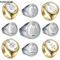 12 constellations couple female jewellery  316L Stainless Steel Ring 22mm Engrave customize finger ring Unique Gift or Women Men