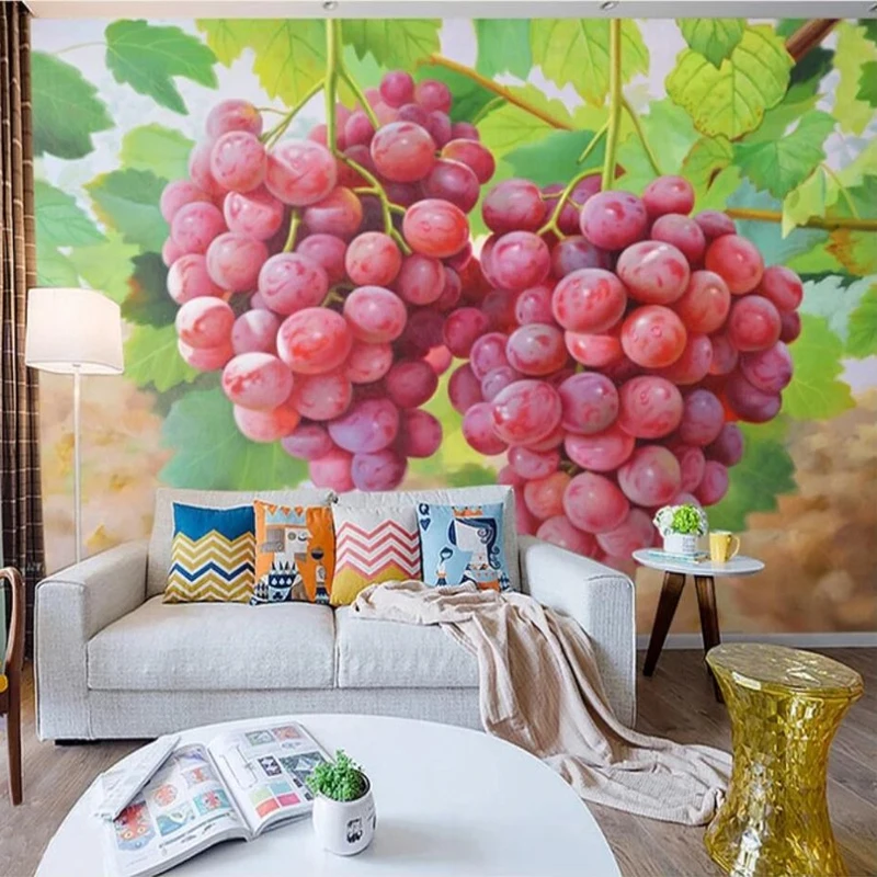 Custom Mural Wallpaper Oil Painting Grape Fruit Art Fresco Living Room TV Sofa Shop Background Self-Adhesive 3D Sticker Tapet