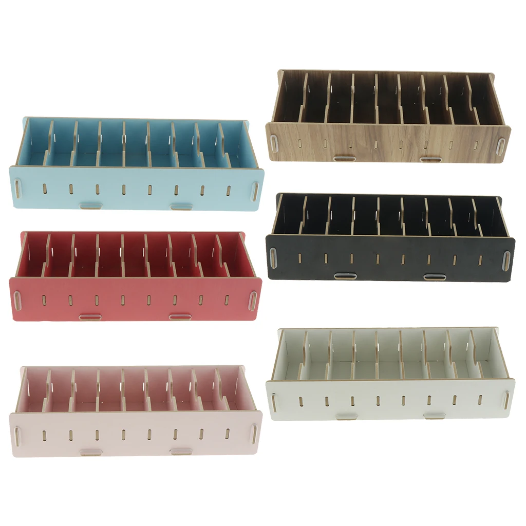 9 Dividers Name Card Wooden Business Card Case Office Desktop