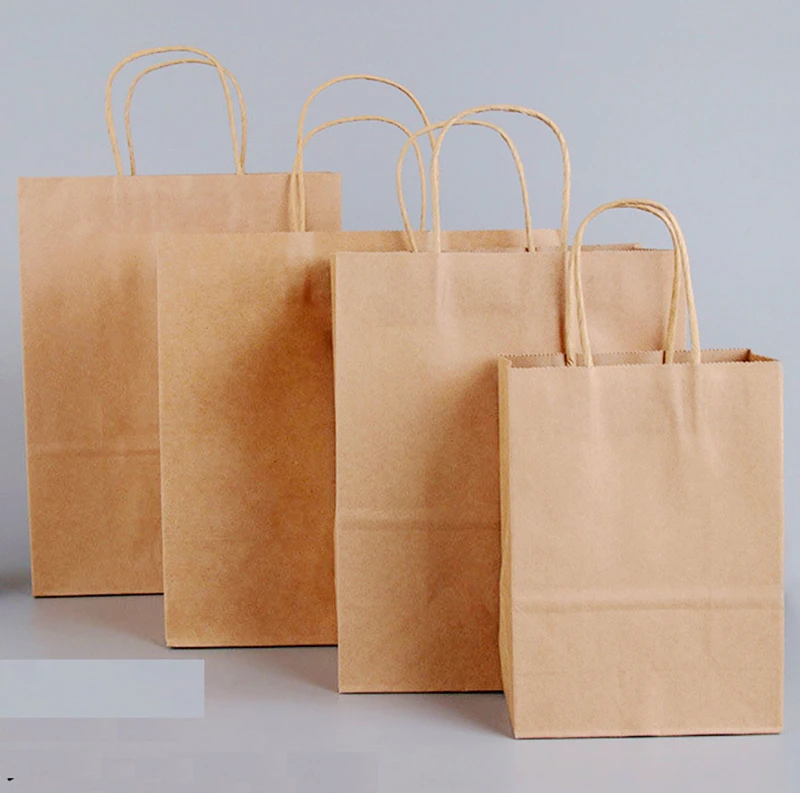 1PCS 21x15x8cm Kraft Paper Bags with Handles Gift Cloth Jewelery Packing bags for Wedding Baby Birthday Christmas Party bags fo