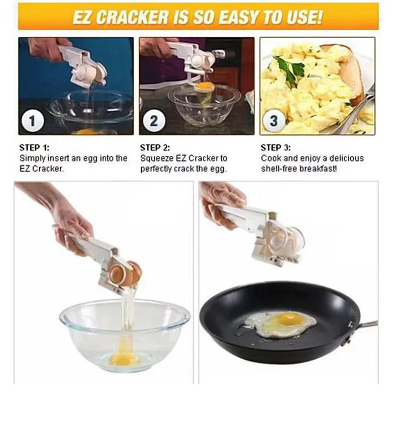 Egg Cracker Handheld York & White Separator As Seen On TV Helper New Egg Opener Kitchen Gadget Tool