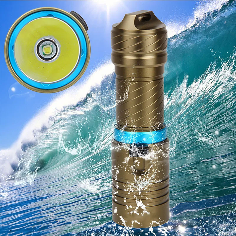 VASTFIR-linterna de buceo profesional, IPX8 resistente al agua, recargable por USB, 100M, 10000LM