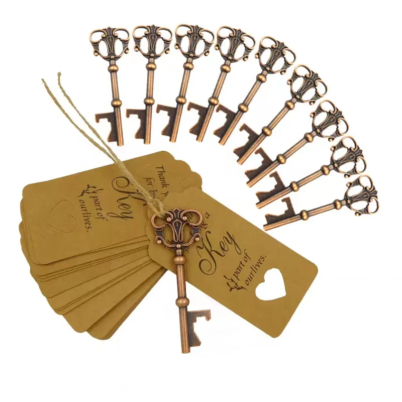 

Vintage Key Bottle Opener +Tag Card Wedding Party Favors Souvenirs ridesmaid Gift Wedding Details For Guests Christmas Gifts