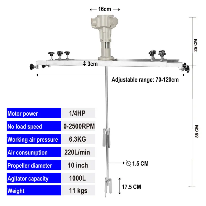 Imagem -02 - Agitador de ar Ibc Máquina Misturadora com Tanque de Ton Agitador Pneumático de Capacidade de 1000l Ferramenta com Hélice Dobrável Fonte de ar