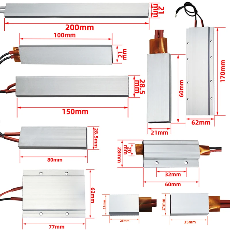 9 Size PTC Heating Element 12/24/110/220V  Constant Temperature Thermistor Air Heating Sensor Aluminum Hair Dryer Curlers Heater