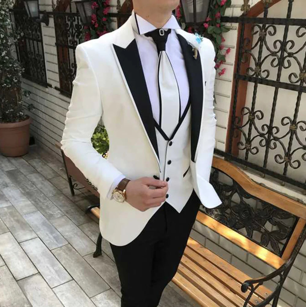 

Wedding 3 Pieces Men's Suit Casual Blazer Prom Beige Tuxedos Tweed Shawl Lapel Dinner Party Green Jacket For Wedding Grooms