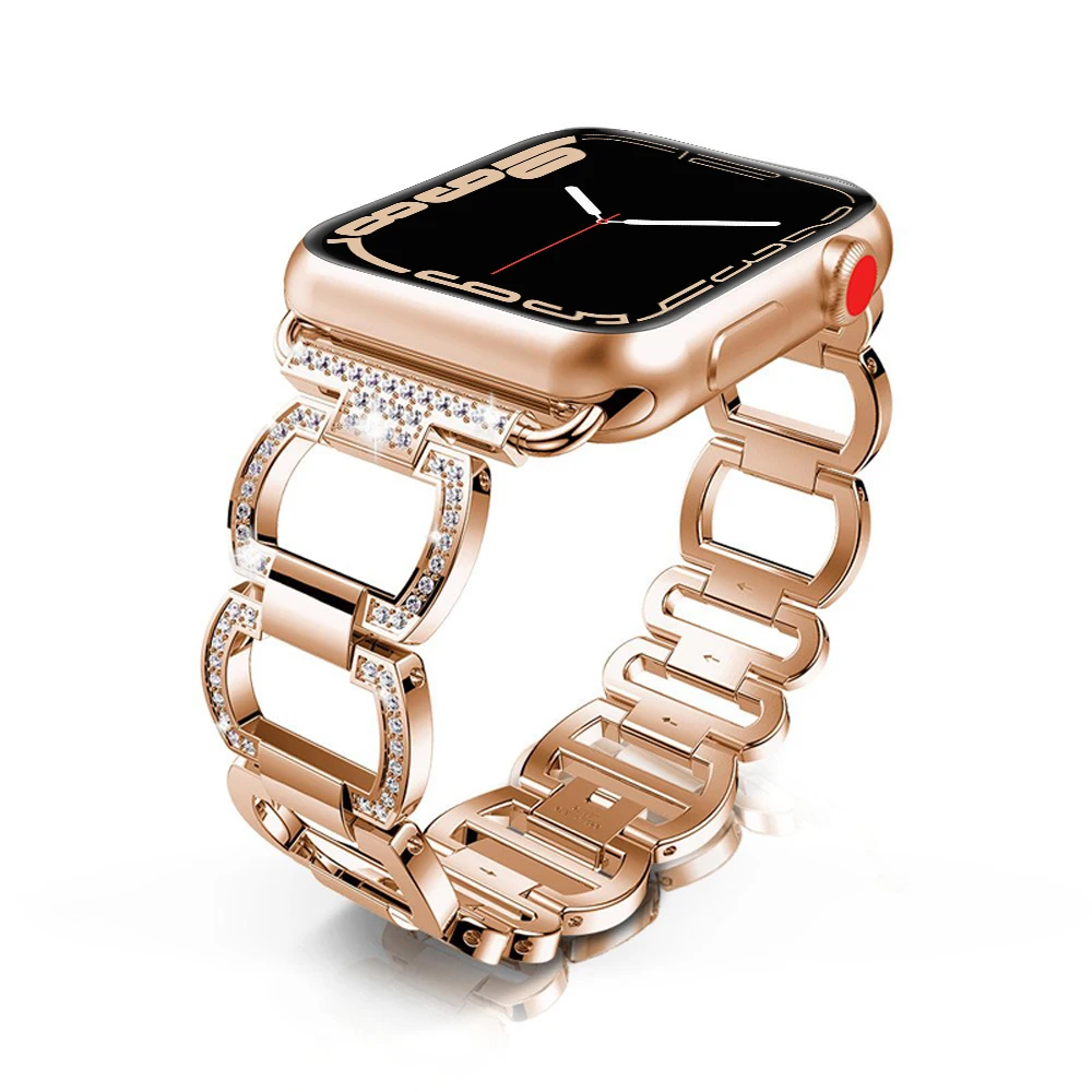 Strap for Apple Watch Band 42mm 44mm 38mm 40mm series 6/5/4/3/2/1 iwatch band Diamond Rhinestone Metal link bracelet