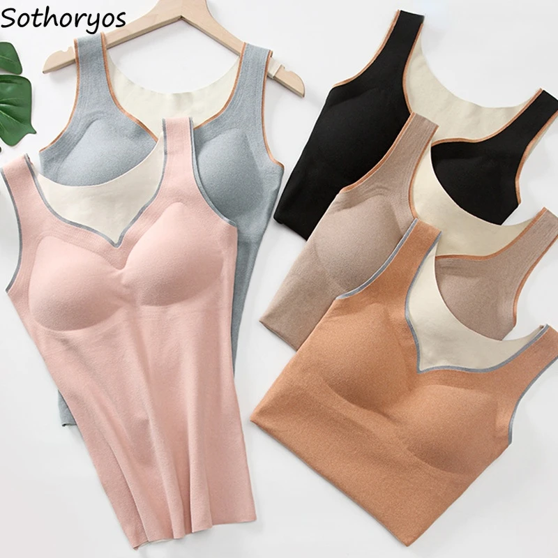 Mulheres acolchoadas roupa interior térmica topos simples sexy intimates ligeira esculpida aquecimento sem costura inverno alta elasticidade undershirts