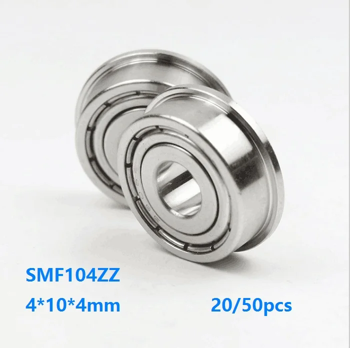 

20pcs/50pcs SMF104ZZ 4x10x4mm Stainless steel bearings Mini Flange Bearings Miniature Deep groove Ball Bearing 4*10*4mm