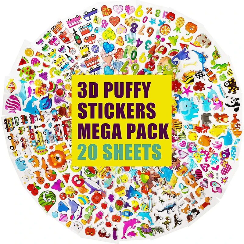 Cartoon Stickers 3D Cartoon Princess Random Puffy Stickers Children Birthday Gifts For Boys Girls Diy Stickers