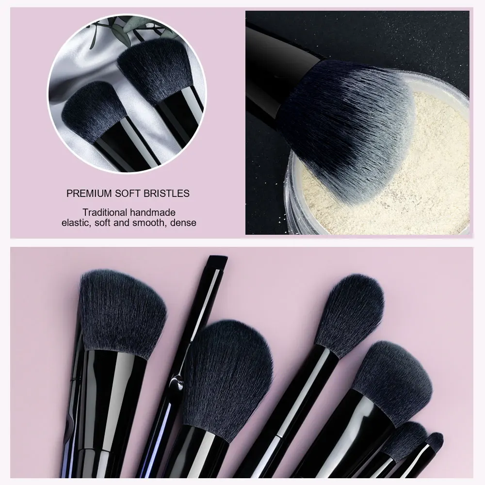 10 Pcs Makeup Brushes Navy Blue Premium Synthetic Hair Brush Foundation Blending Brush Makeup Tool Powder Eyeshadow Cosmetic Set