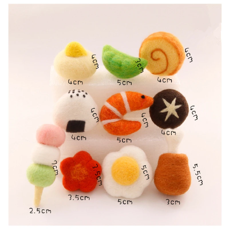 Cute food wool needlepoint kit egg shrimp mushroom wool felt needle felting keychain craft needlecraft DIY handmade