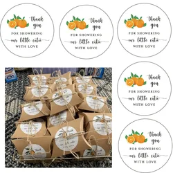 100pcs 2Inch Little Cutie Thank You Favor Stickers Round Orange Clementine Themed Label Stickers for Baby Shower Birthday Party