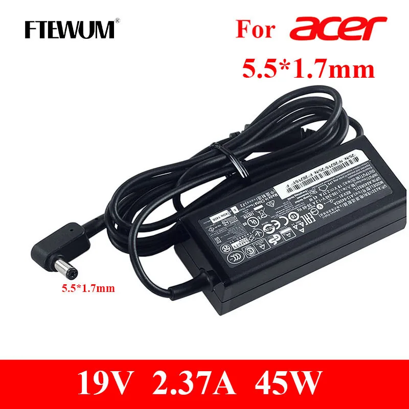 

5.5*1.7 mm 45W 19V 2.37A Laptop Adapter Charger For Acer Aspire 3 A314-31 A515-51-3509 E5-573-516D Series Notebook Power Supply