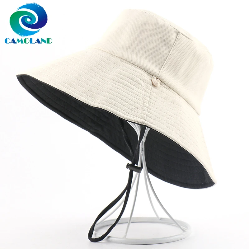 CAMOLAND Double-sided Sun Hats Women Fashion Beach Caps Summer Female Wide Brim Bucket Hat Casual Foldable Panama Cap