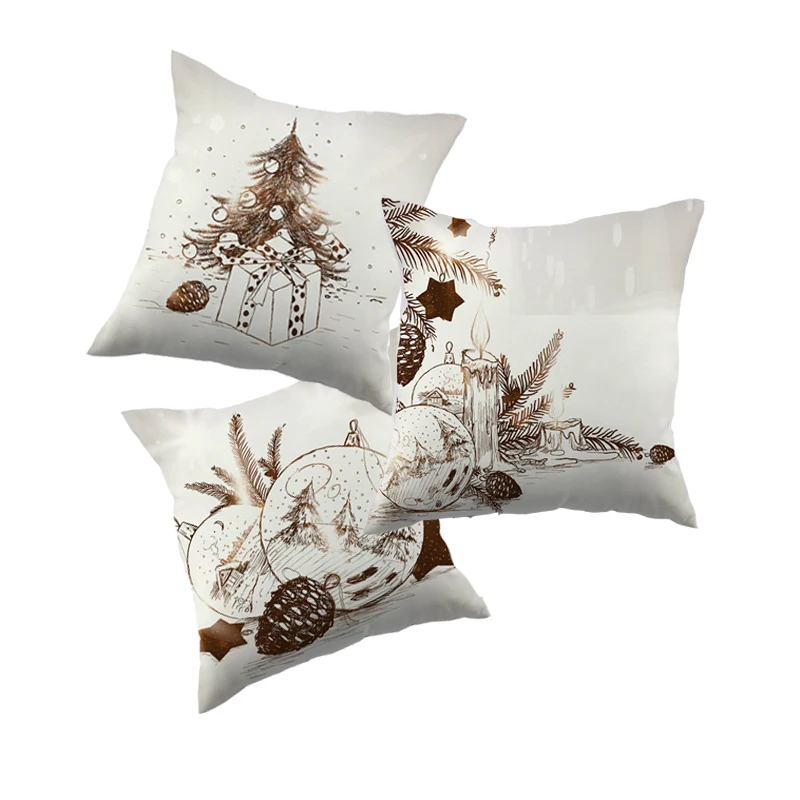 Christmas tree pinecone balls Throw PillowCase Single Pattern Cushion Covers for Home Sofa Chair Decorative Pillowcases 45x45cm