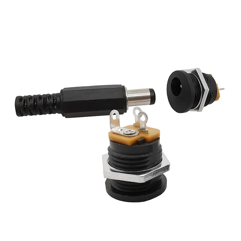 10 Stücke (5 Paar) 12 V 3A 5,5x2,1mm DC Power Stecker Stecker DC Steckdose Weibliche Jack Schraube Mutter Panel Mount Adapter 5,5*2,1mm – Detail 8